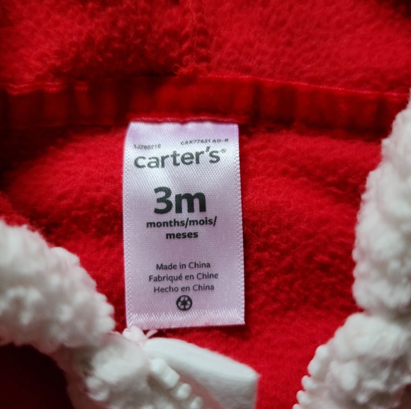 10 for $25 - Carter's 3m Christmas Santa Suit Fleece Romper - Picture 4 of 5